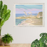 Foto El arte de la playa costera de Sea Ocean<br><div class="desc">Con este poster de arte, que capta la esencia de una tranquila escena de playa, podrá llegar a la serena felicidad costera de un día de verano. Los suaves tonos pastel de azul, rosa, violeta, tostado y crema evocan el tranquilo aura de una puesta de sol costera o de un...</div>