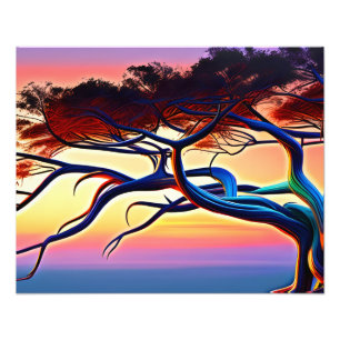 Foto El arte del árbol del atardecer deslumbrante