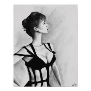 Foto El Arte del Dibujo de la Mujer Dama con Vestido Ne