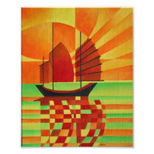 Foto El barco basura en el mar de Green Cubist Abstract