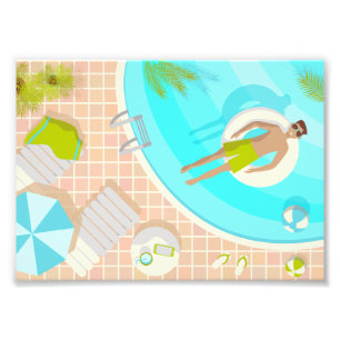 Foto El chico de la piscina en vacaciones de playa de v