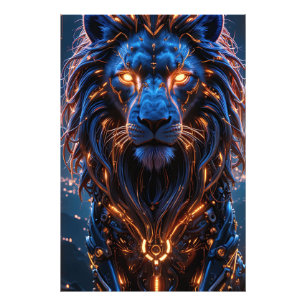 Foto El corazón de un Poster rey - brillante ciberleón