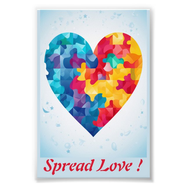 Foto El corazón del arcoiris del rompecabezas del amor  (Frente)
