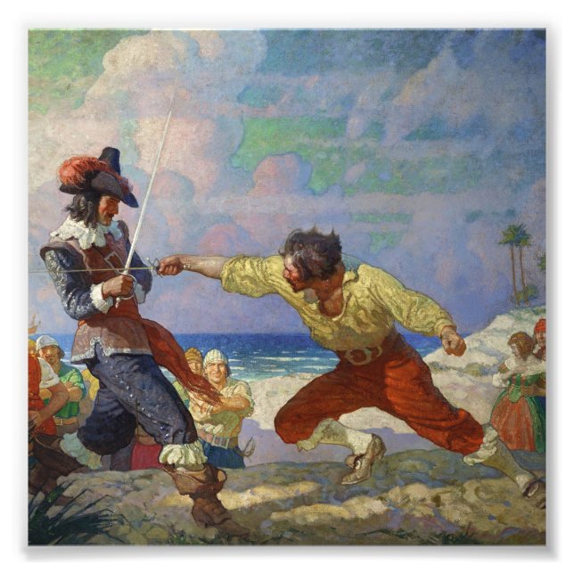 Foto "El duelo en la playa" por NC Wyeth (Frente)