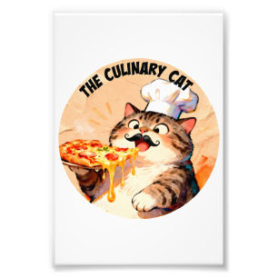 Foto El gato culinario con Chef Gato Pizza sosteniendo