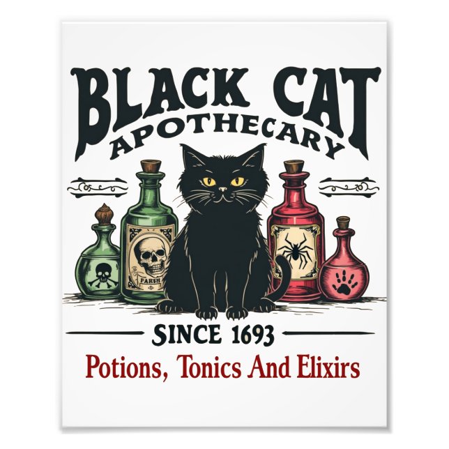 Foto El gato negro retro aterrador apothecary Wicca (Frente)