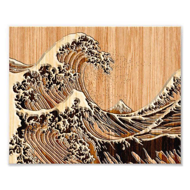 Foto El gran estilo de madera de la ola de Hokusai (Frente)
