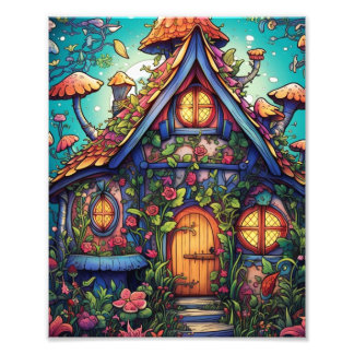 Foto El mágico Poster de la casa de árboles tallada