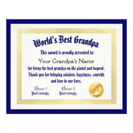 Foto El mejor certificado de abuelo de un mundo diverti
