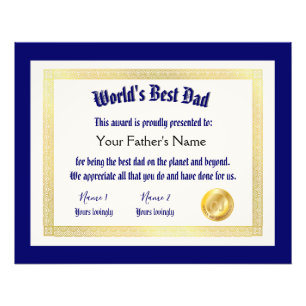 Foto El mejor certificado de papá de un mundo gracioso
