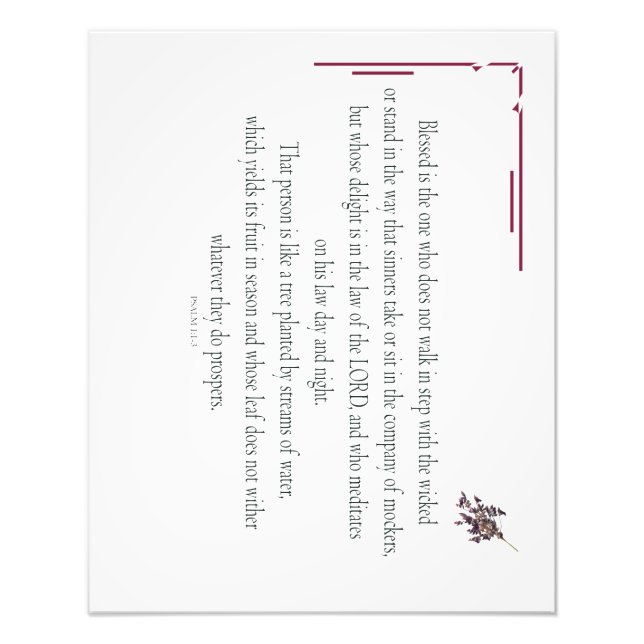 Foto El PSALM 1, no camina al paso con los malvados (Frente)