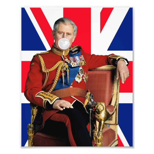Foto El rey Charles Blowing White Bubble bandera britán (Frente)