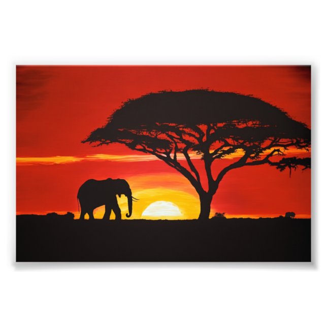 Foto Elefante africano, atardecer, África, decoración a (Frente)