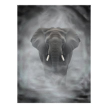 Elefante africano en niebla brumosa serena impasto