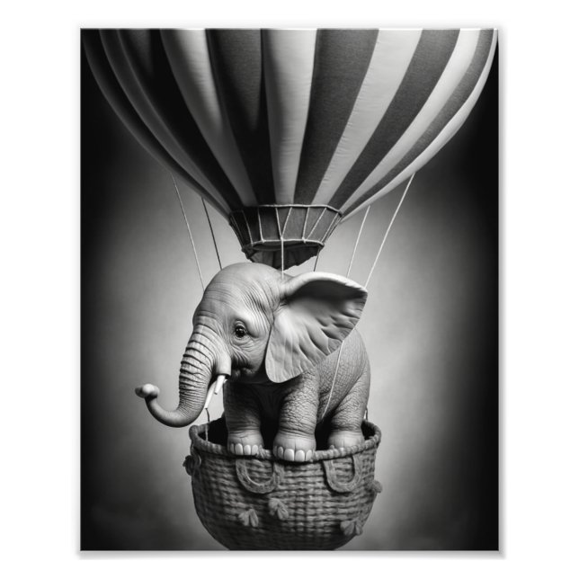 Foto Elefante bebé en un globo de aire caliente (Frente)