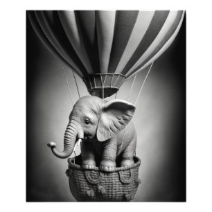 Foto Elefante bebé en un globo de aire caliente