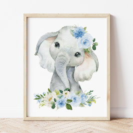 Foto Elefante, Safari, Flores azules, niñera
