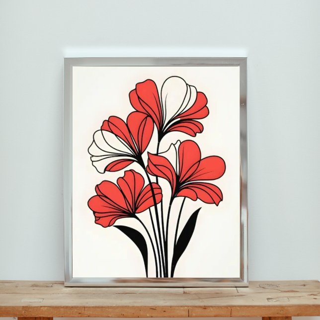 Foto Elegancia Carmesí: Flores Rojas sobre Blanco (Subido por el creador)