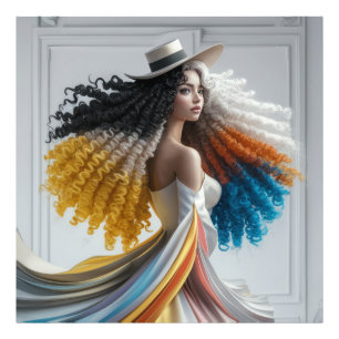 Foto Elegancia en contraste con mujer de cabello rizado