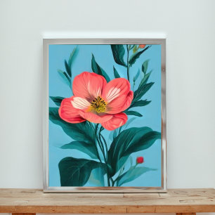 Foto Elegancia en flor: Flor rosa en azul