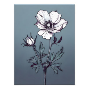 Foto Elegancia floreciente: Flor blanca en azul sereno