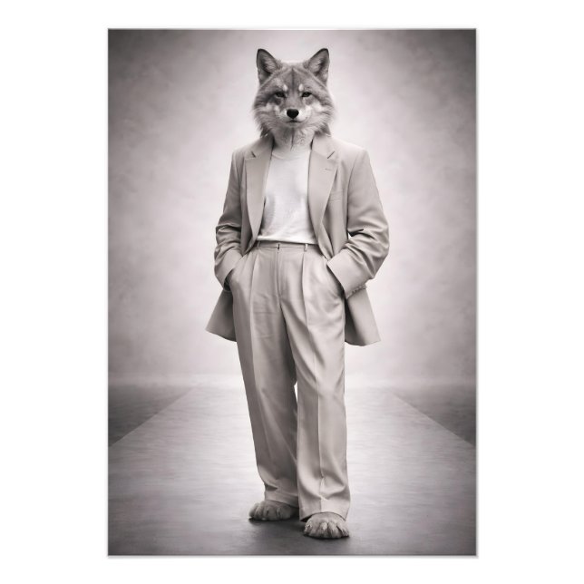 Foto Elegant Fox in Light Modern Suit Portrait (Frente)