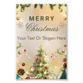 Foto Elegant Green and Gold Modern Merry Christmas Post