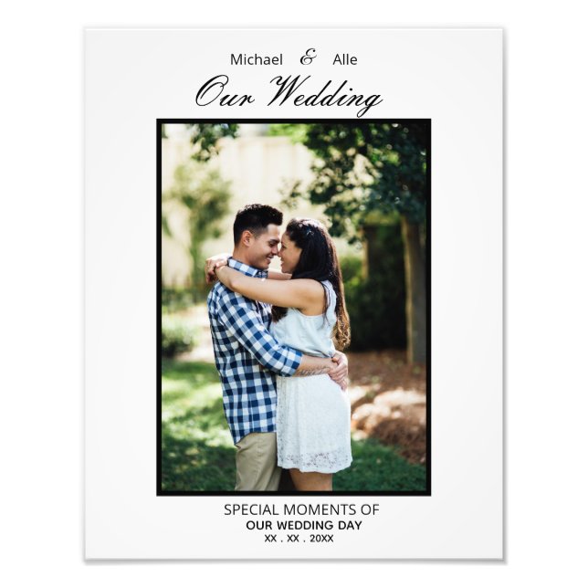 Foto Elegant Wedding Photo Enlargement Wall Art Print (Frente)
