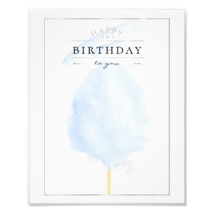 Foto Elegante acuarela Blue Cotton Candday cumpleaños
