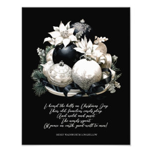 Foto Elegante adorno de poema de Navidades beige negro