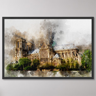 Foto Elegante arte acuático de la catedral de Notre Dam