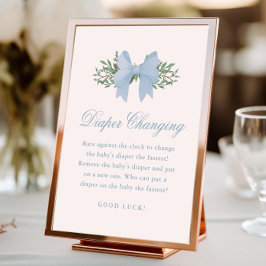 Foto Elegante Blue Bow Boys Baby Shower Diaper Changing