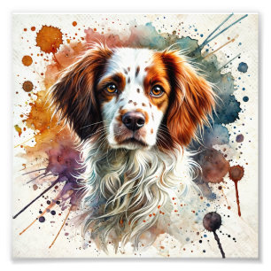 Foto Elegante Brittany Spaniel Watercolor Art