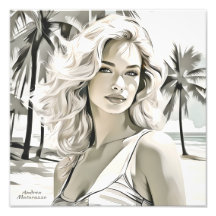 Elegante chica en blanco y negro