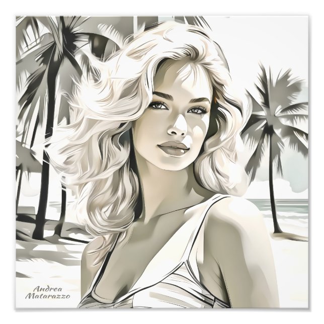 Foto Elegante chica en blanco y negro (Frente)