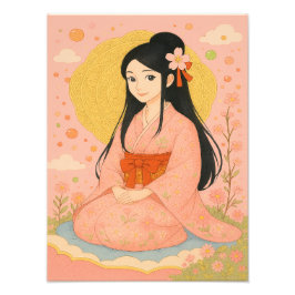 Foto Elegante Chica en Kimono - Arte Pared al estilo ja