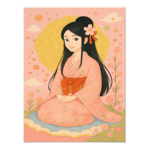 Foto Elegante Chica en Kimono - Arte Pared al estilo ja