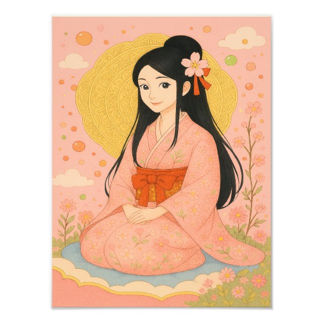 Foto Elegante Chica en Kimono - Arte Pared al estilo ja (Frente)