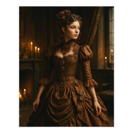 Foto Elegante dama victoriana steampunk en marrón
