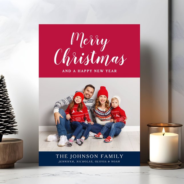 Foto elegante de Navidad feliz (Elegant Merry Christmas Photo Holiday Card)