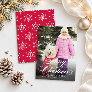 Foto elegante de Navidad y Año Nuevo con letra cur