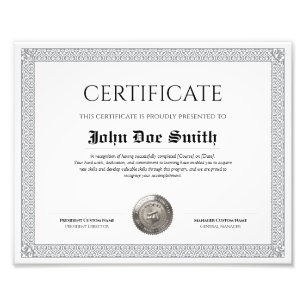 Foto Elegante Diploma Clásico Certificado sello platead
