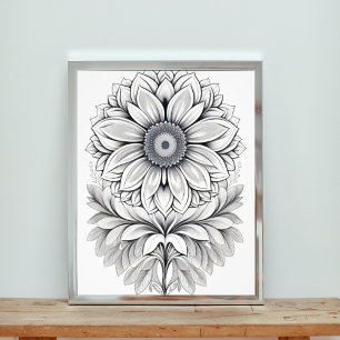 Foto Elegante diseño floral blanco y negro