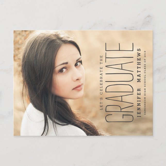 Foto elegante | Invitación a la fiesta de graduaci (Anverso)