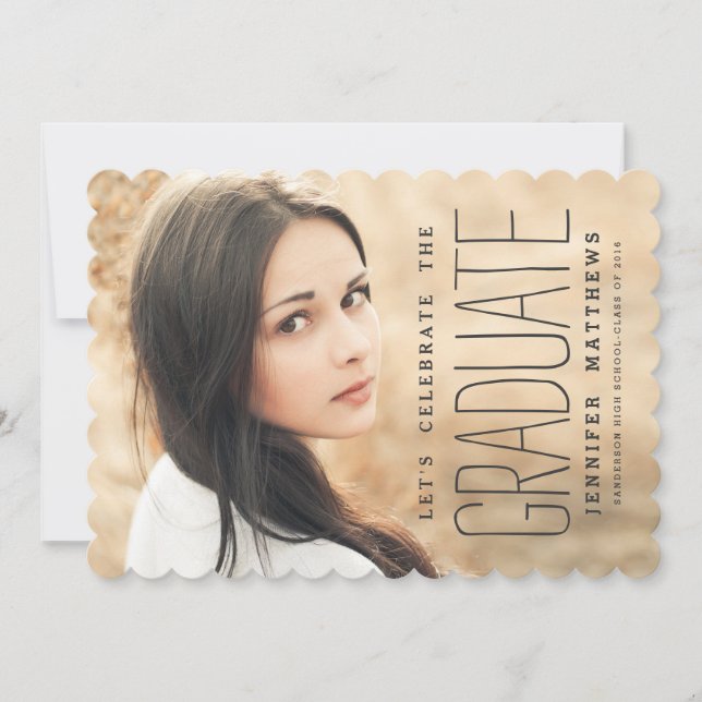 Foto elegante | Invitación a la fiesta de graduaci (Anverso)