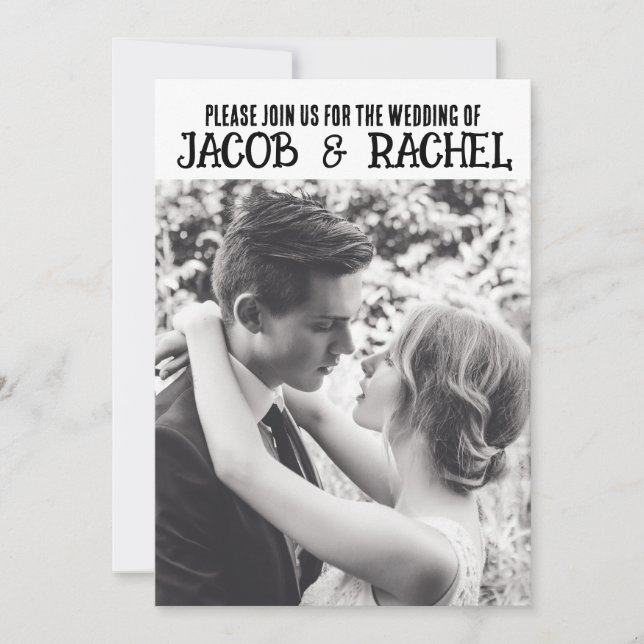 FOTO ELEGANTE INVITACIÓN DE BODA MINIMALISTA (Anverso)