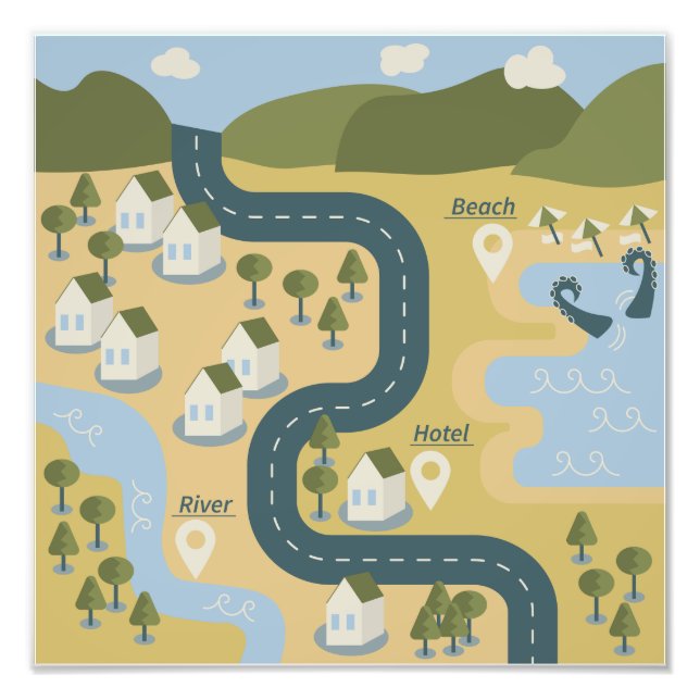 Foto Elegante mapa de viajes de vacaciones de personali (Frente)