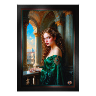 Foto Elegante mujer renacentista con vestido verde