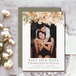 Foto Elegante Peach Floral Save The Date Boda