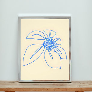 Foto Elegante plano de flor de la línea azul